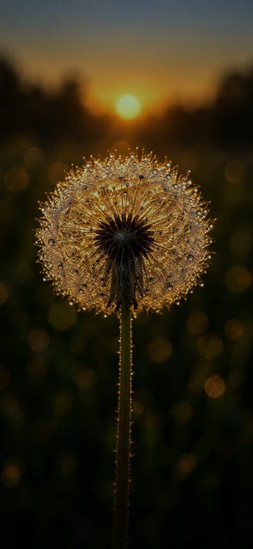 Dew On A Dandelion Clock, dark lock screen