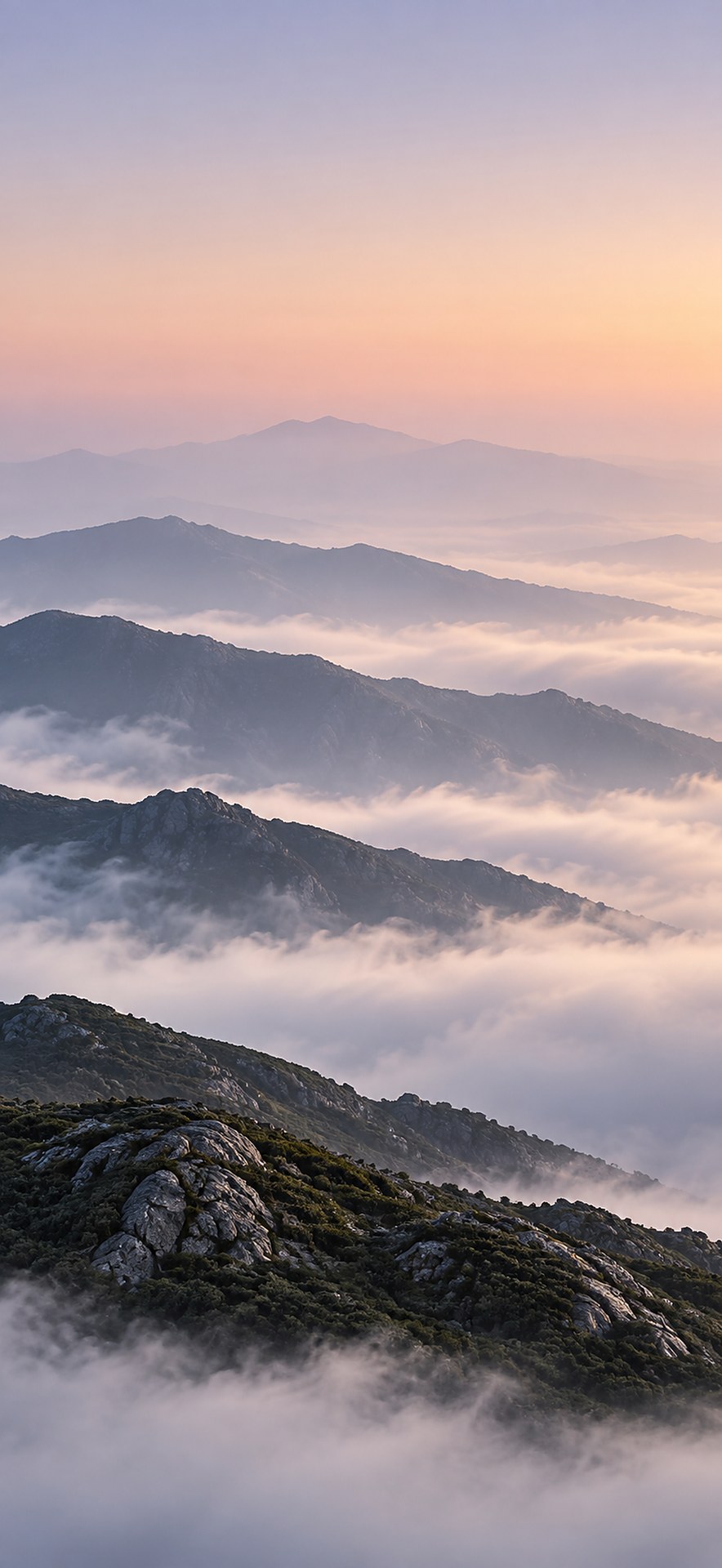 Terraced rice terraces at sunrise, light version