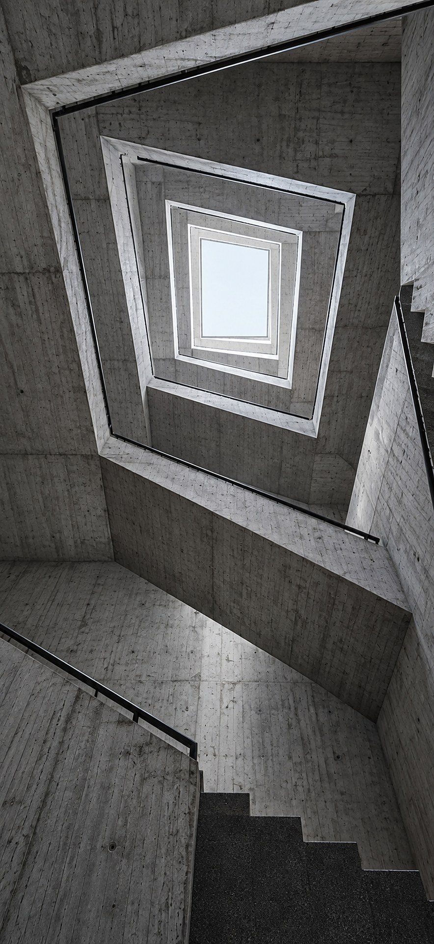 Seer Label iPhone Wallpaper No. 30: Brutalist Stairwell From Below - SeerOfSouls