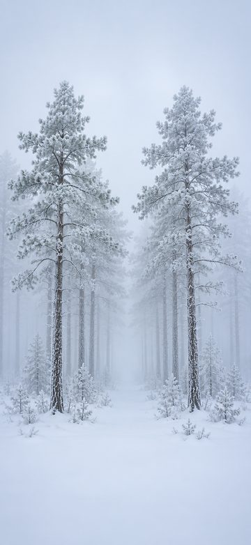 Frost Fog In A Pine Forest, light lock screen