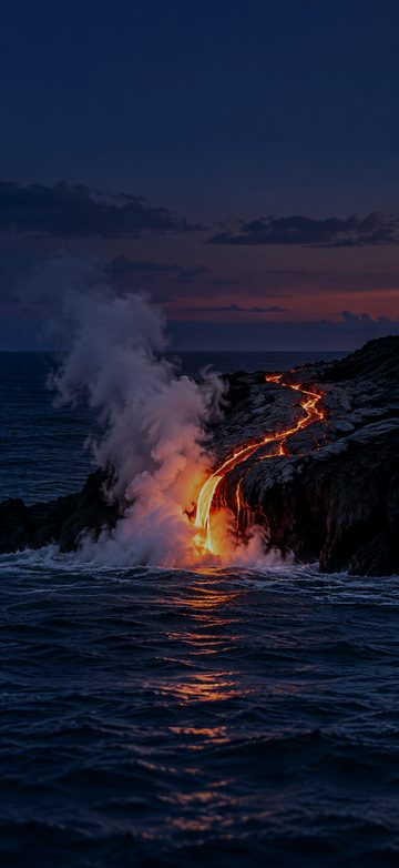 Lava Meets The Sea At Dusk, dark lock screen