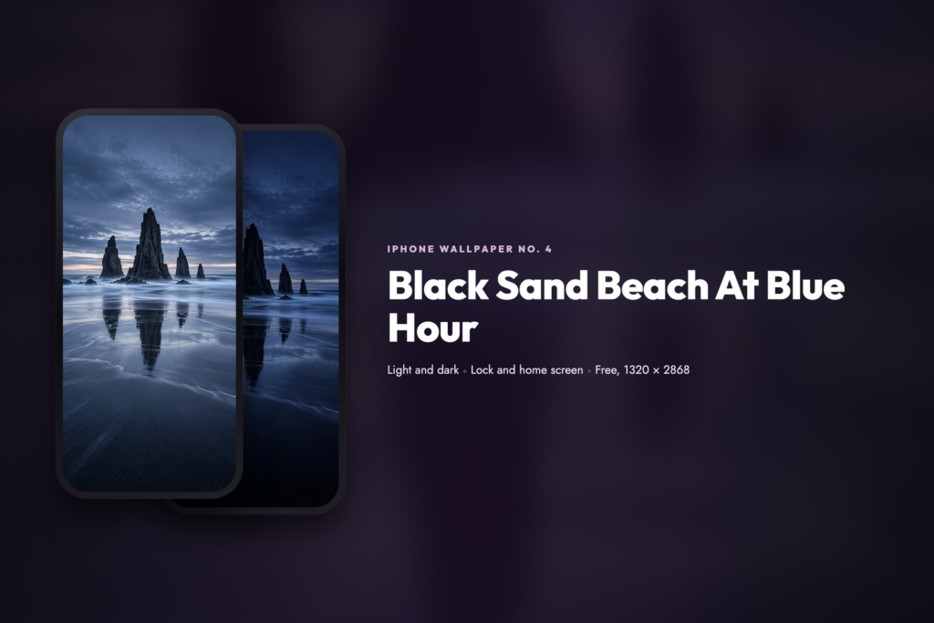 Black Sand Beach At Blue Hour, share card