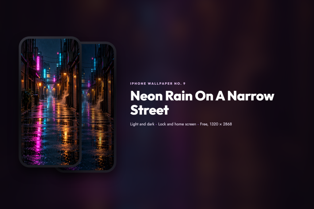 Neon Rain On A Narrow Street, share card